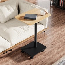 2 Tier Mobile Side Table with Wheels Small Sofa End Table Desk for Living Room