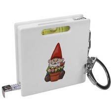 'Cute Garden Gnome' Keyring Tape Measure / Spirit Level Tool (KM00028613)