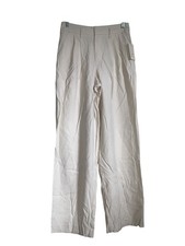 A New Day Womens Wide Leg Pleated Trousers w/ Pockets Cream Color Size 4
