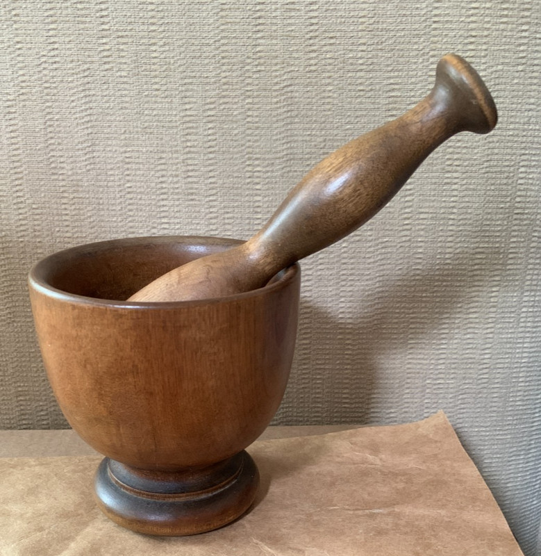 Wooden Mortar & Pestle Muddling Muddler Spices Herbs Grinder