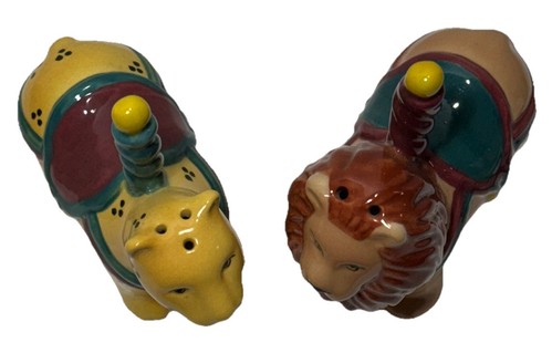 New Vintage Carousel Lion & Cheetah Salt & Pepper Shakers NOS - Picture 2 of 10