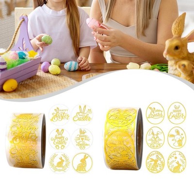 500 Stück Ostern Aufkleber Etiketten Rolle für Körbe Geschenkverpackung