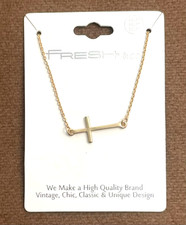 Sideways Cross Pendant Chain Necklace Dainty Christian Gift Jewelry Sweet Girl
