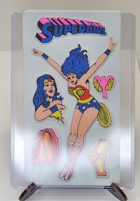 Vintage SuperGirl Wonder Woman Puffy Sticker  Vending Comic Toy Game