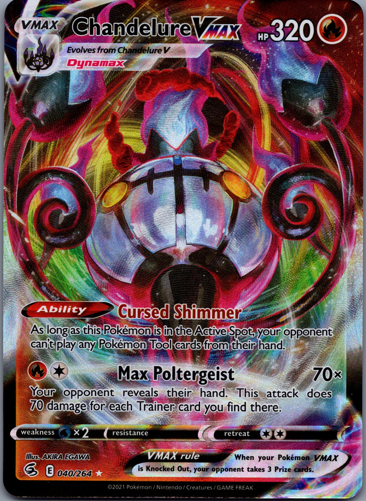 Chandelure VMAX 40/264 Fusion Strike Holo Rare VMAX NM