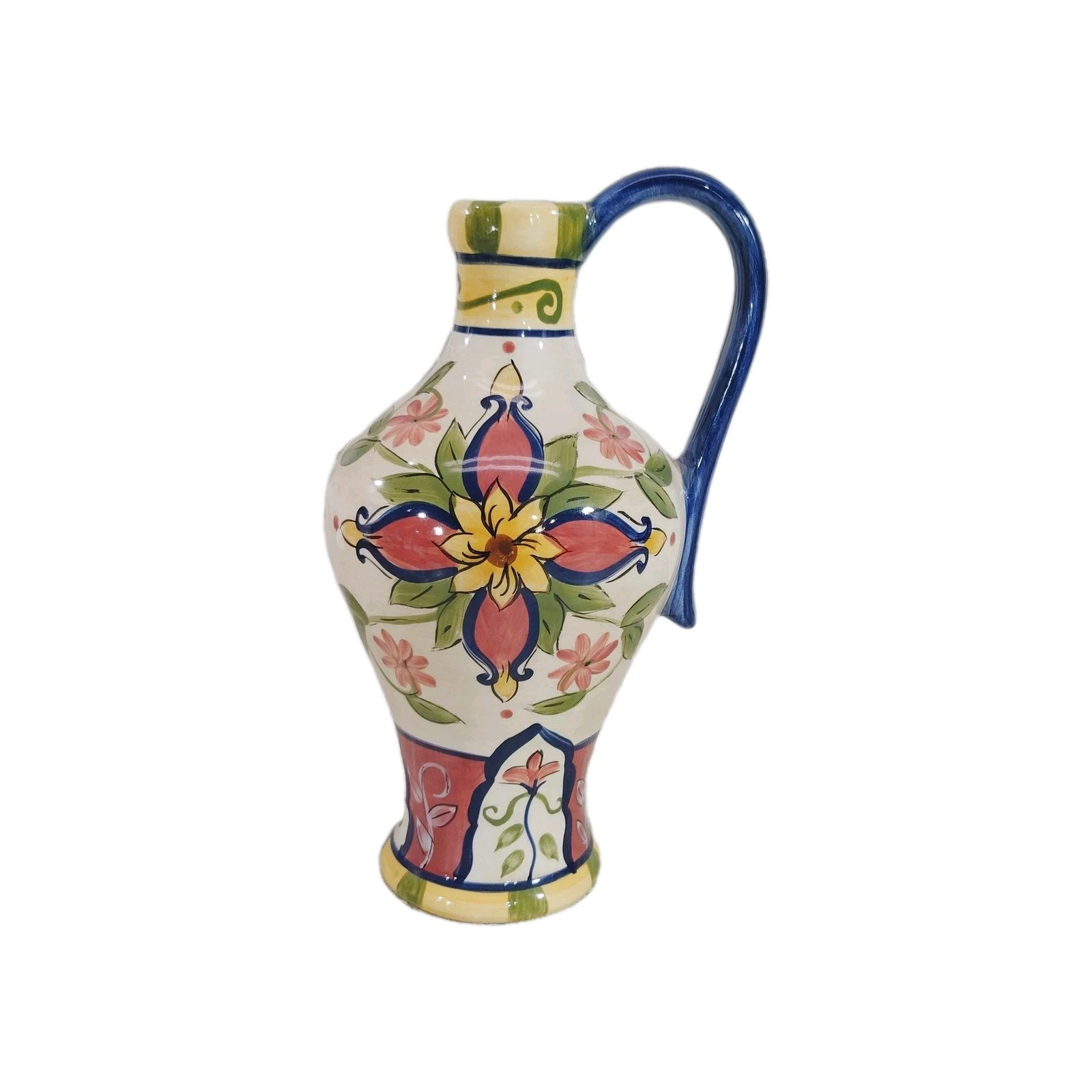 Pier 1 Imports Vallarta Oil Vinegar Cruet Dispenser Floral Hand Painted No Cork