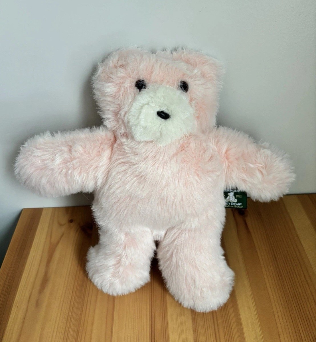 Vermont Teddy Bear Flat Fluffy Cuddly Plush Stuffed 12” Light Pink