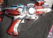 Metallic Chrome Red Rinco Light Up Led Cosmic Space Pistol Model 02720-Tested