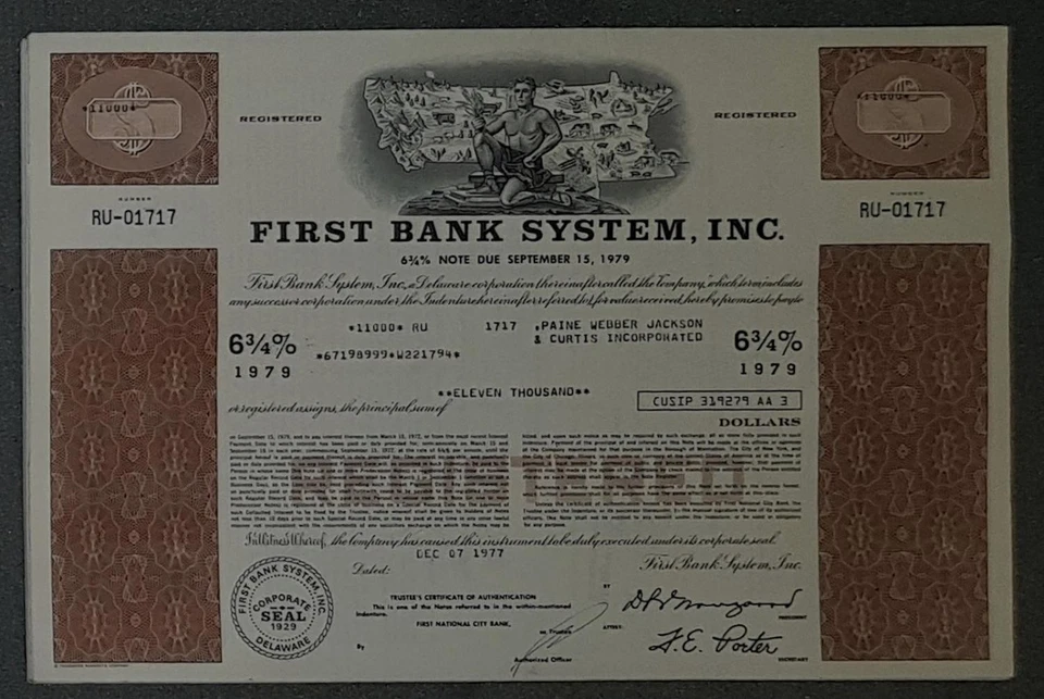 30 X First Bank System, Inc. 6 3/4 % Note due 1979 diverse Nennwerte - Bild 1 von 1
