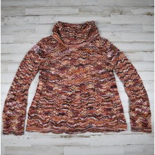 Y2K Vintage soft acrylic/mohair blend orange/brown turtleneck sweater sz medium
