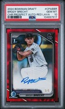 Brody Brecht 2024 Bowman Chrome Red Lava Auto /5 PSA 10 Gem Mint