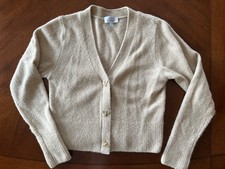Other Stories Gold Bee Button Wool Alpaca Knitted V Neck Tan Cardigan Size M