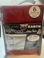 Bamboo Queen Size Red  Deep Pocket 6 Piece Sheet Set