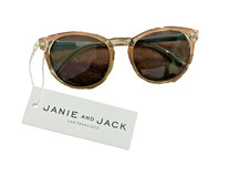 NWT Janie And Jack Oval Sunglasses Girls 4 Years Gold Tinted frame UVB UVA