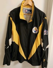 VINTAGE PITTSBURGH STEELERS NFL PRO PLAYER JACKET SZ LARGE Has Stains View Pics