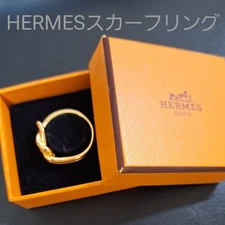 Excellent Condition HERMES Scarf Ring Gold with Box
