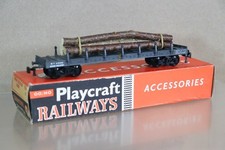 PLAYCRAFT JOUEF P655 SNCF GREY BOGIE BOLSTER WAGON & TIMBER LOAD on