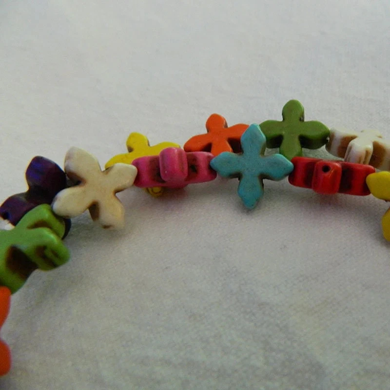 Cuentas Cruz Griega Howlite - Multicolor - 14x14x5mm #A485 Foto 3 de 4