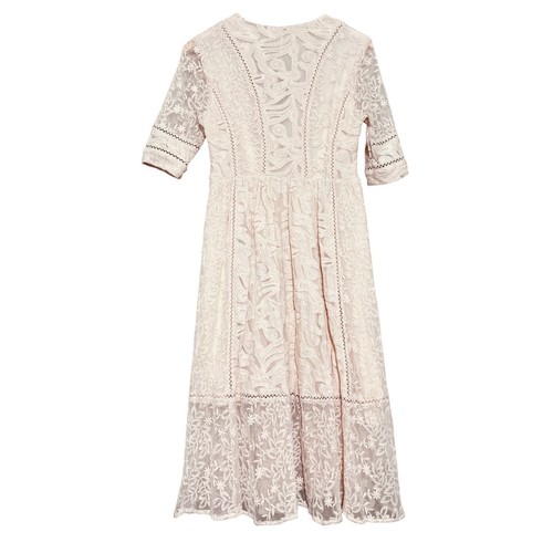 Free People Lace Dress Women 8 Cream Mountain Laurel Midi Embroidered Boho - Bild 2 von 11