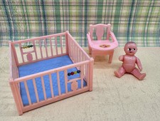 Renwal Dollhouse Nursery Baby Playpen Potty Chair w/ Lift Tray Deer  Vintage