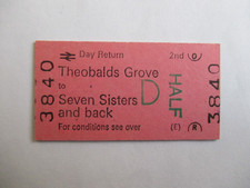 BRB Theobalds Grove to Seven Sisters 2nd Return Ticket 3840 *SALE*
