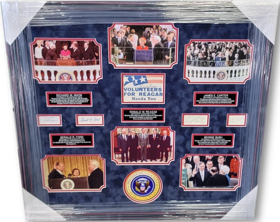 Richard Nixon Ronald Reagan Carter George Bush Ford Signed President Collage