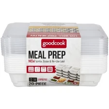GoodCook Meal Prep 3 Compartment Rectangle Containers + Lids - 4Cups -