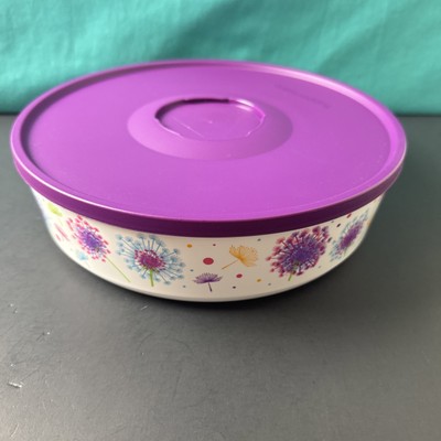 Tupperware Click Container Twist Stack Store 2.5Qt / 10.5 Cup Flower dandelion