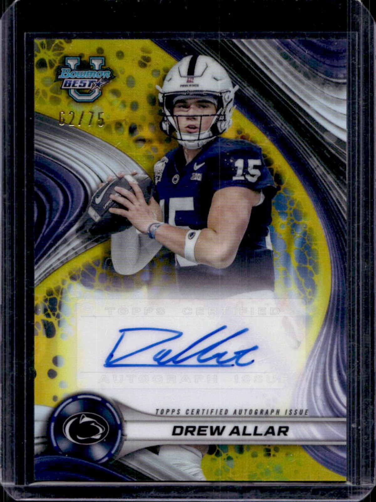 2024 Bowman U Best Drew Allar Auto Yellow Refractor #62/75