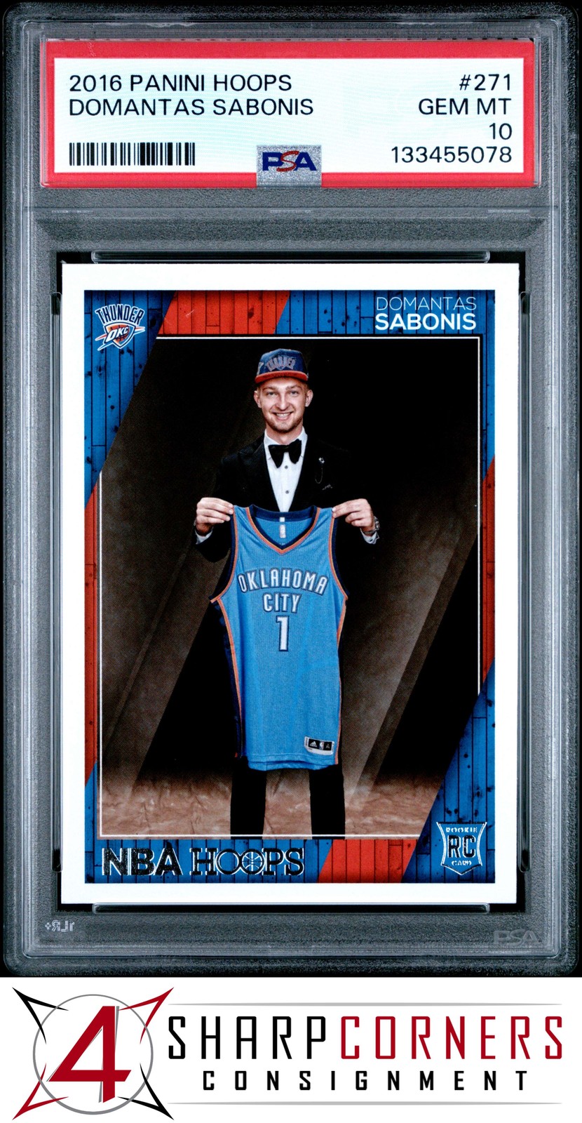 2016 PANINI HOOPS #271 DOMANTAS SABONIS RC THUNDER PSA 10