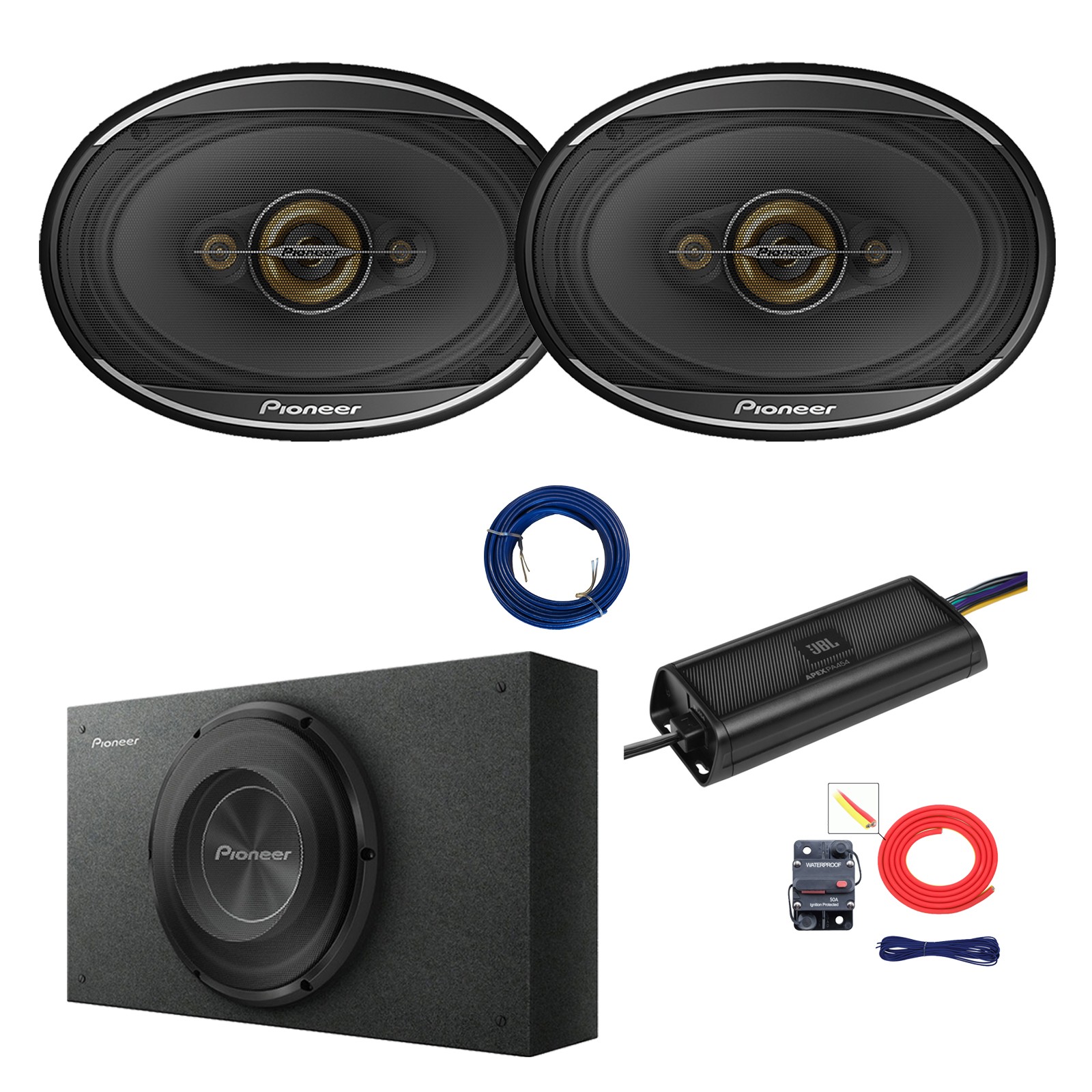 (pair), Amp W/kit, 10" Subwoofer Enclosure W/wire