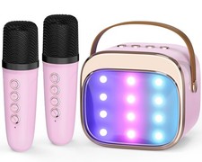 Mini Karaoke Machine for Kids Adults, Portable Bluetooth Speaker with 2 Wirel...