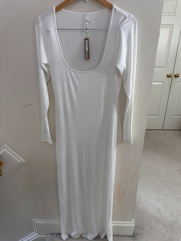 white ruffle maxi dress long sleeve Clara Ruffle Long Sleeve Knit Maxi Dress