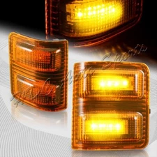 For 2008-2016 Ford Super duty Amber Side Mirror White LED Running Signal Lights