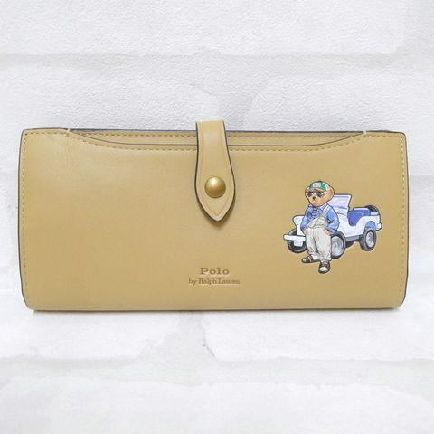Polo Ralph Lauren POLO BEAR LEATHER SNAP長財布 Ralph Lauren Women Wallet Polo Bear Leather Long Beige