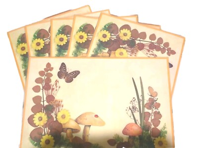 Vintage 6 Magic Mushroom Butterfly & Ladybug Reversible Plastic Placemats