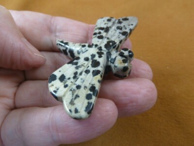 (Y-DRAG-708) spotted DRAGONFLY fly carving FIGURINE gemstone I love dragonflies