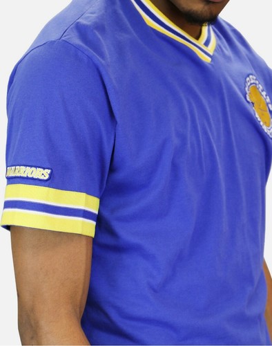 Mitchell & Ness Golden State Warriors Royal Overtime Vintage V-Neck T Shirt NBA - Picture 3 of 3