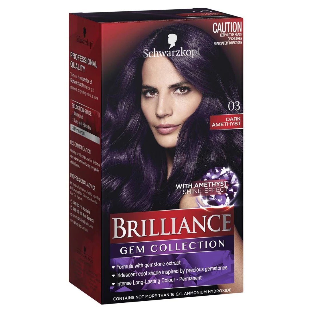 3x Schwarzkopf Brilliance Gem Collection Hair Colour - 03 Dark Amethyst |  eBay