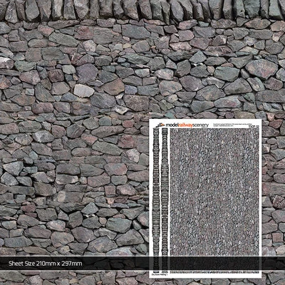 5 x SHEETS 1:32 SCALE DRY STONE WALL WALLPAPER FOR BRITAINS FARM BUILDINGS TX007