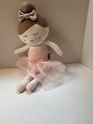 Living Textiles Emma Ballerina Doll Soft Fabric Knitted 17  Rattle Doll