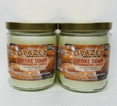Smoke Odor Exterminator 13 oz Jar Candle,Glazed Set of Two Candles.