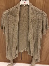 Short Sleeved Tan Taupe Waterfall Cardigan By John Rochas Size 8 but can fit 10