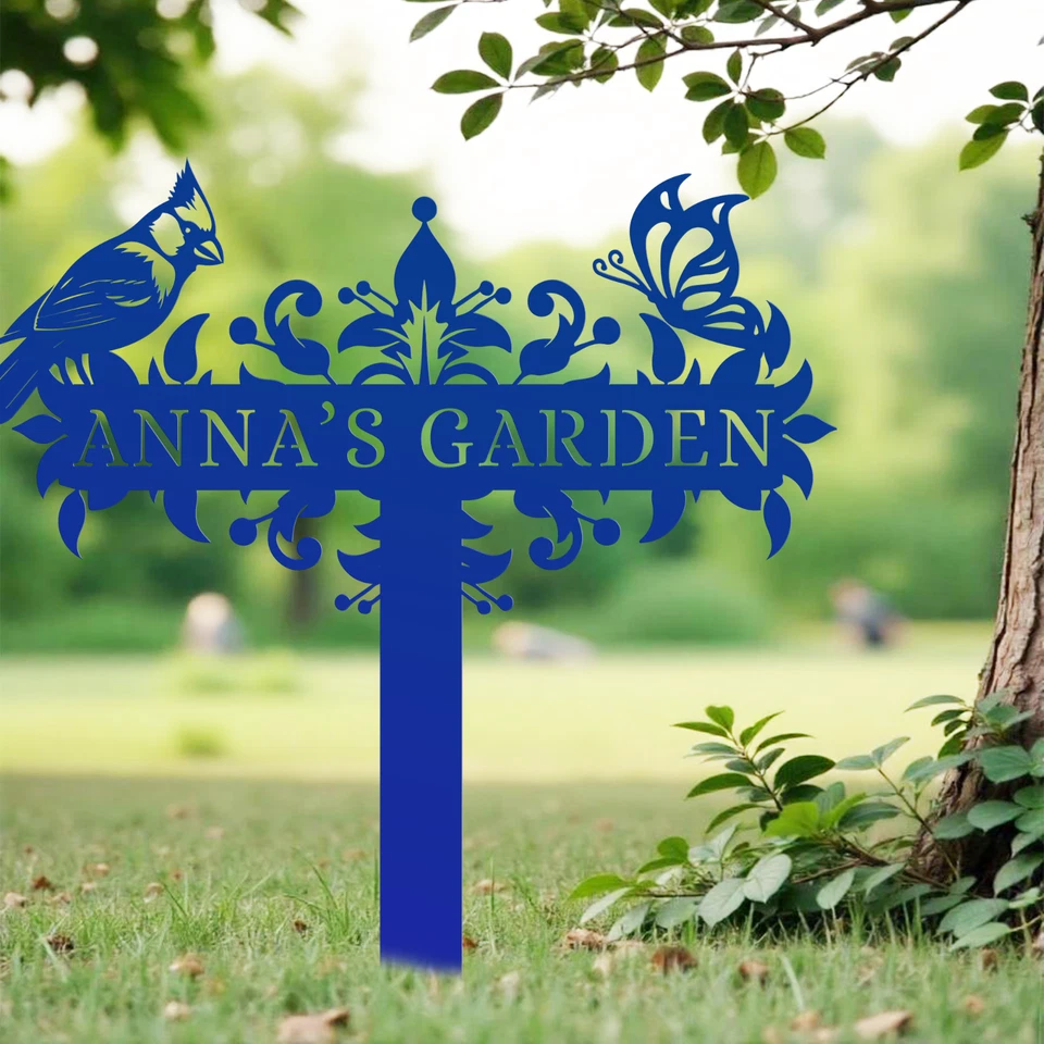 Custom Cardinal Bird Garden Stakes, Grammys Garden Sign, Outdoor Floral Metal - Image 2 of 4