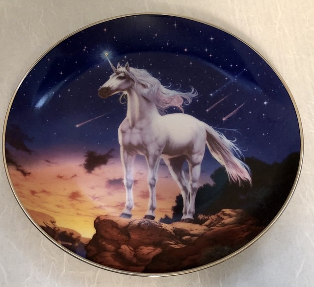 Unicorn Plate Final Stance Of The Diamond Unicorn Franklin Mint Plate 