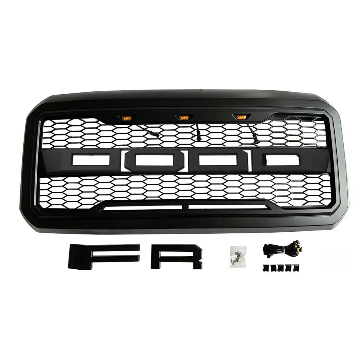 Grille For 2011-2016 F250 F350 Super Duty Grill Raptor Style W/LEDs Matte Black