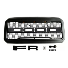 Grille For 2011-2016 F250 F350 Super Duty Grill Raptor Style W/LEDs Matte Black
