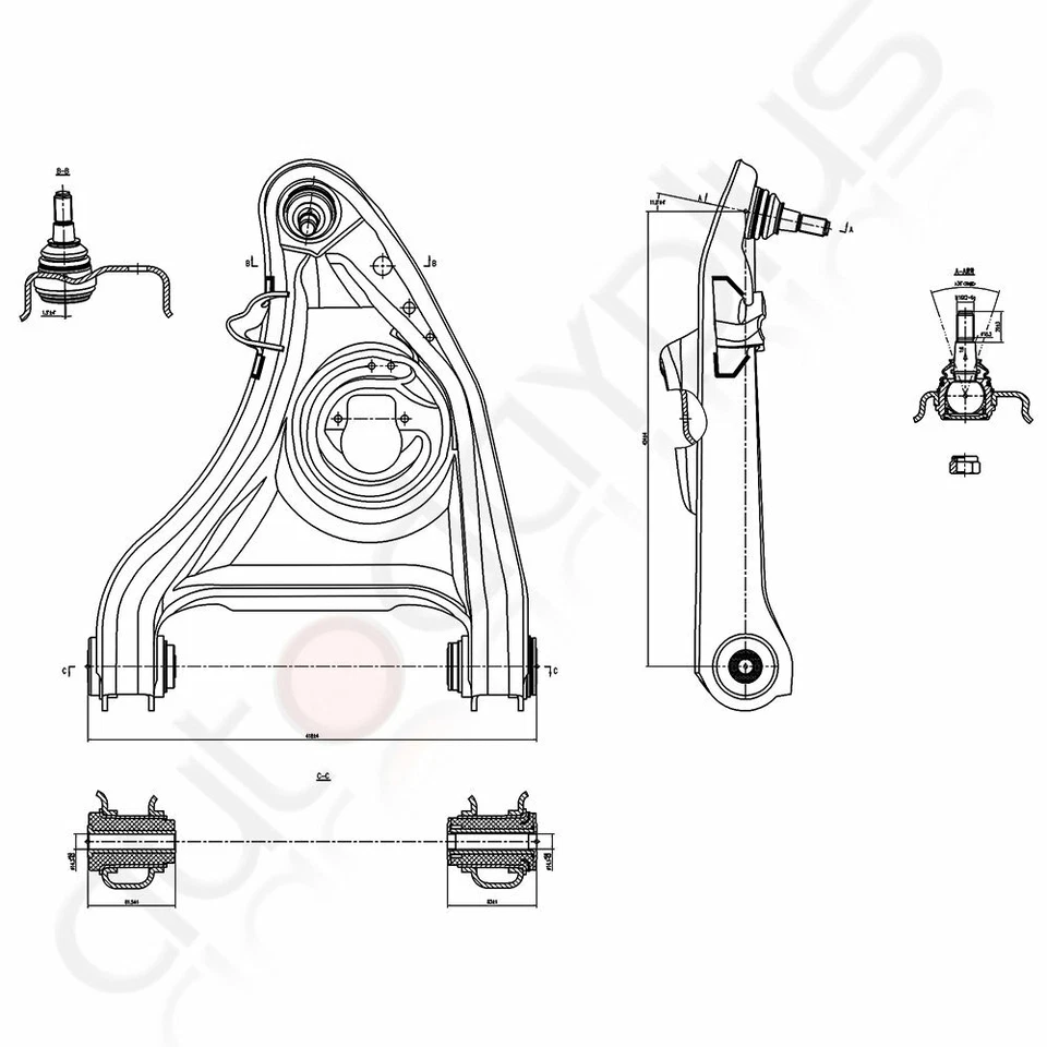 Front Upper Lower Control Arm Set for 1995-2002 MERCURY GRAND MARQUIS 4pc K80393 Foto 4 de 4