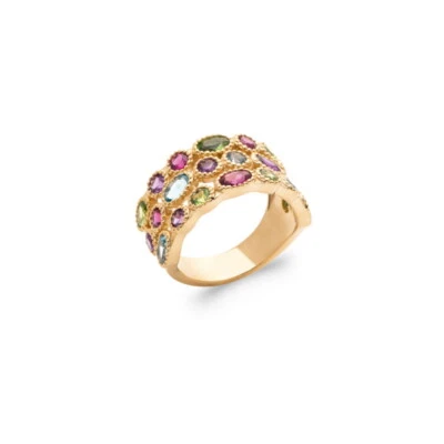 Bague alliance zirconium plaqué or 18 carats 750/000 poinçonné - Photo 1/2