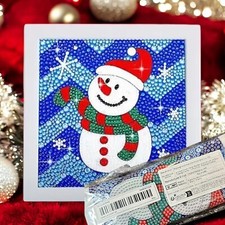 Snowman Diamond Painting Kit Chevron Print Small Diamond Art Kid Canvas Gift New